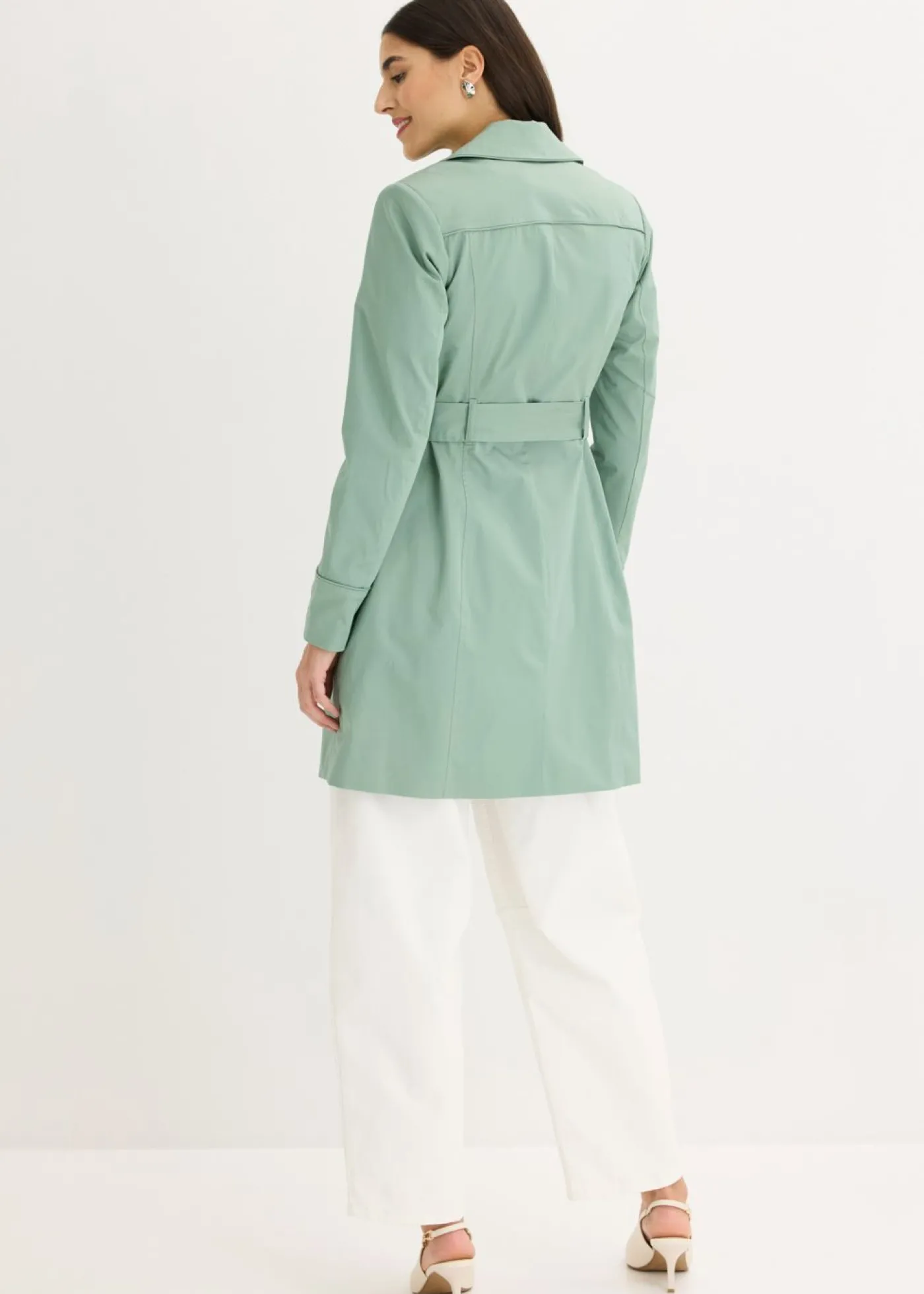 bonprix bonprix Gabardina de algodón verde ahumado New