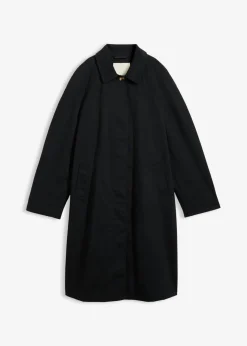 bonprix bonprix Gabardina de botonera sencilla Negro Clearance