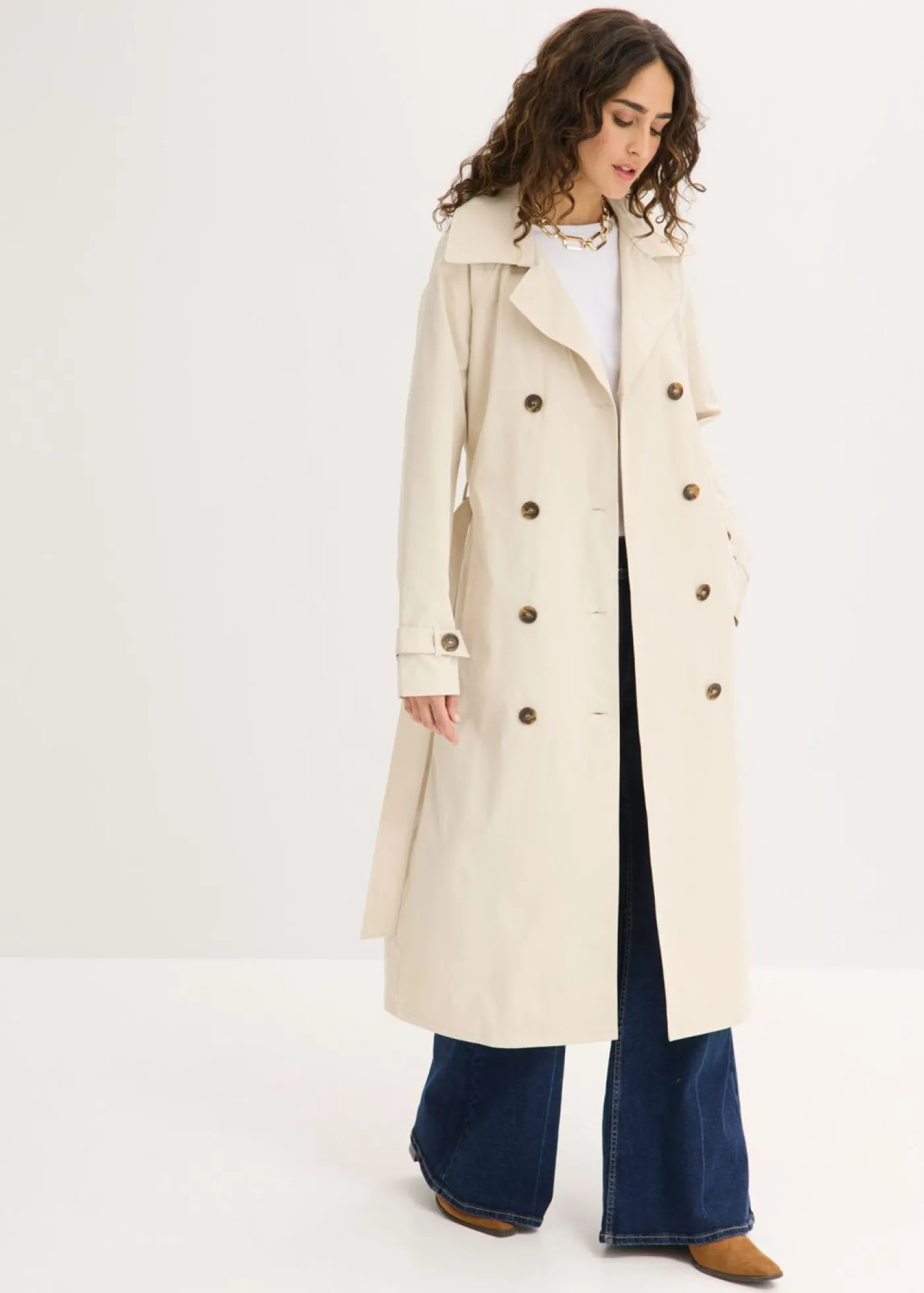 bonprix bonprix Gabardina forrada Arena claro Sale