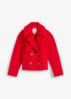 bonprix bonprix Gabardina holgada con aspecto de lana fresa Best