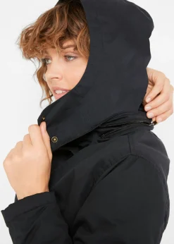bonprix bonprix Gabardina larga , ajustada en la cintura y ligeramente acolchado con capucha Negro New