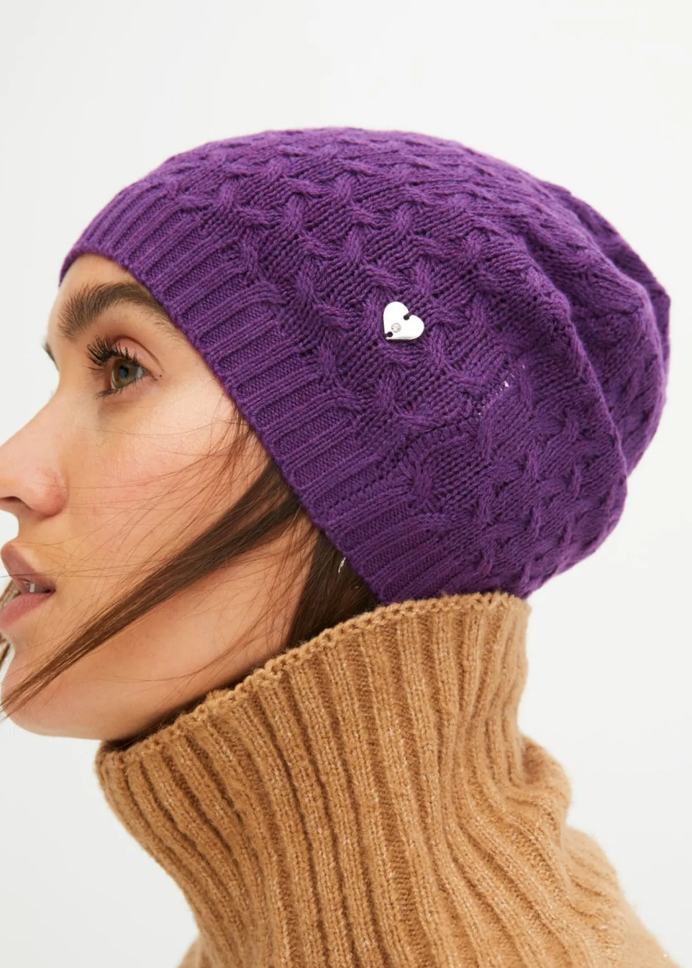 bonprix bonprix Gorro con contenido de cachemira Lila oscuro Discount