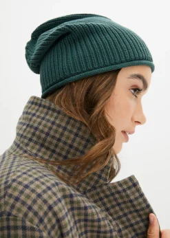 bonprix bonprix Gorro de algodón puro verde mate Outlet