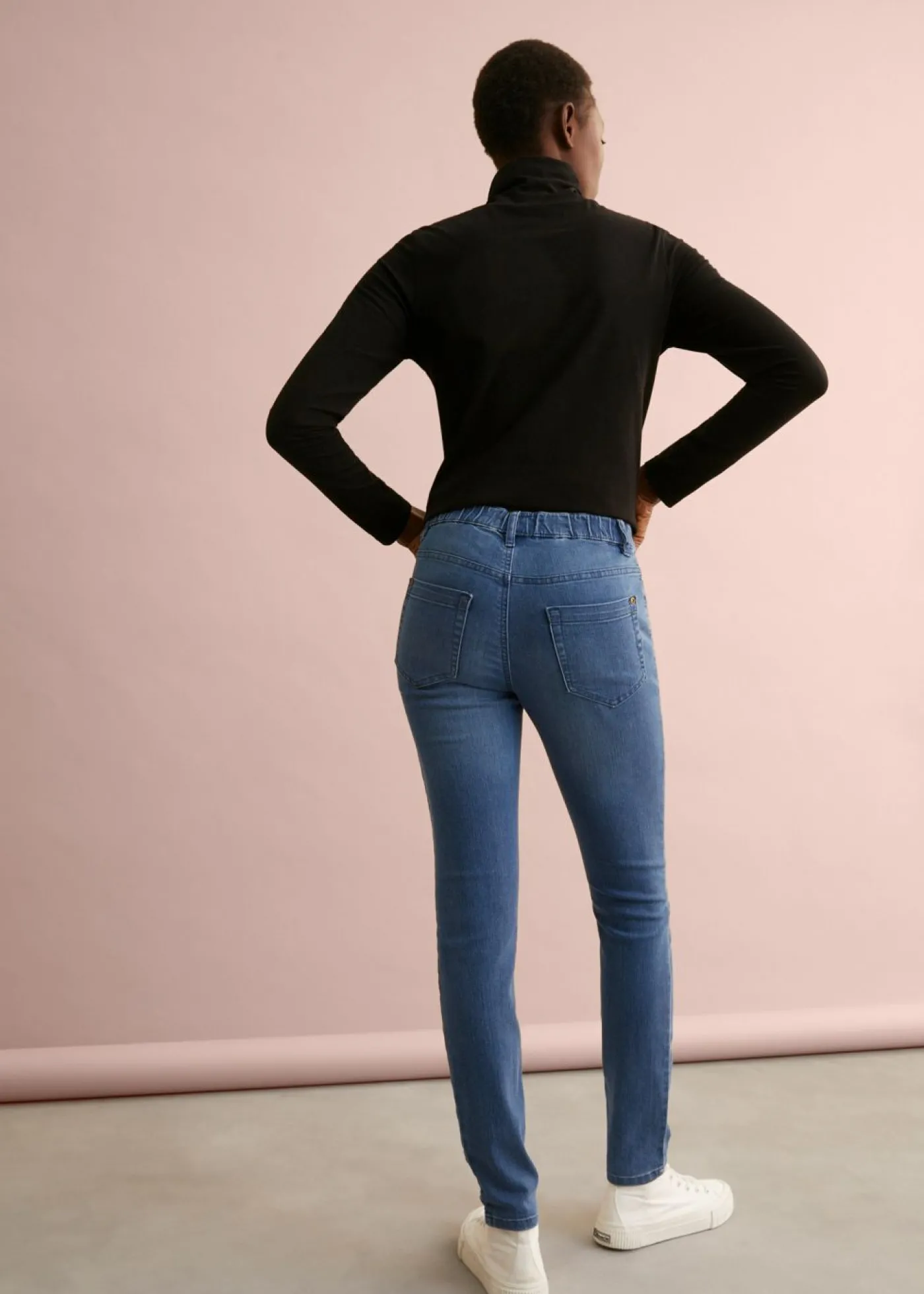 bonprix bonprix Jeggings de talle medio Azul desgastado Online