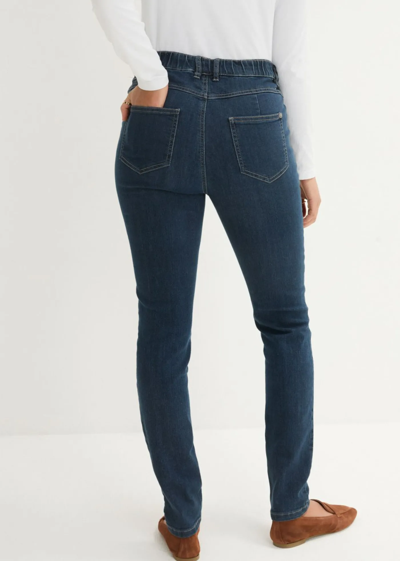 bonprix bonprix Jeggings elásticos con cintura cómoda y ancha denim intenso Sale