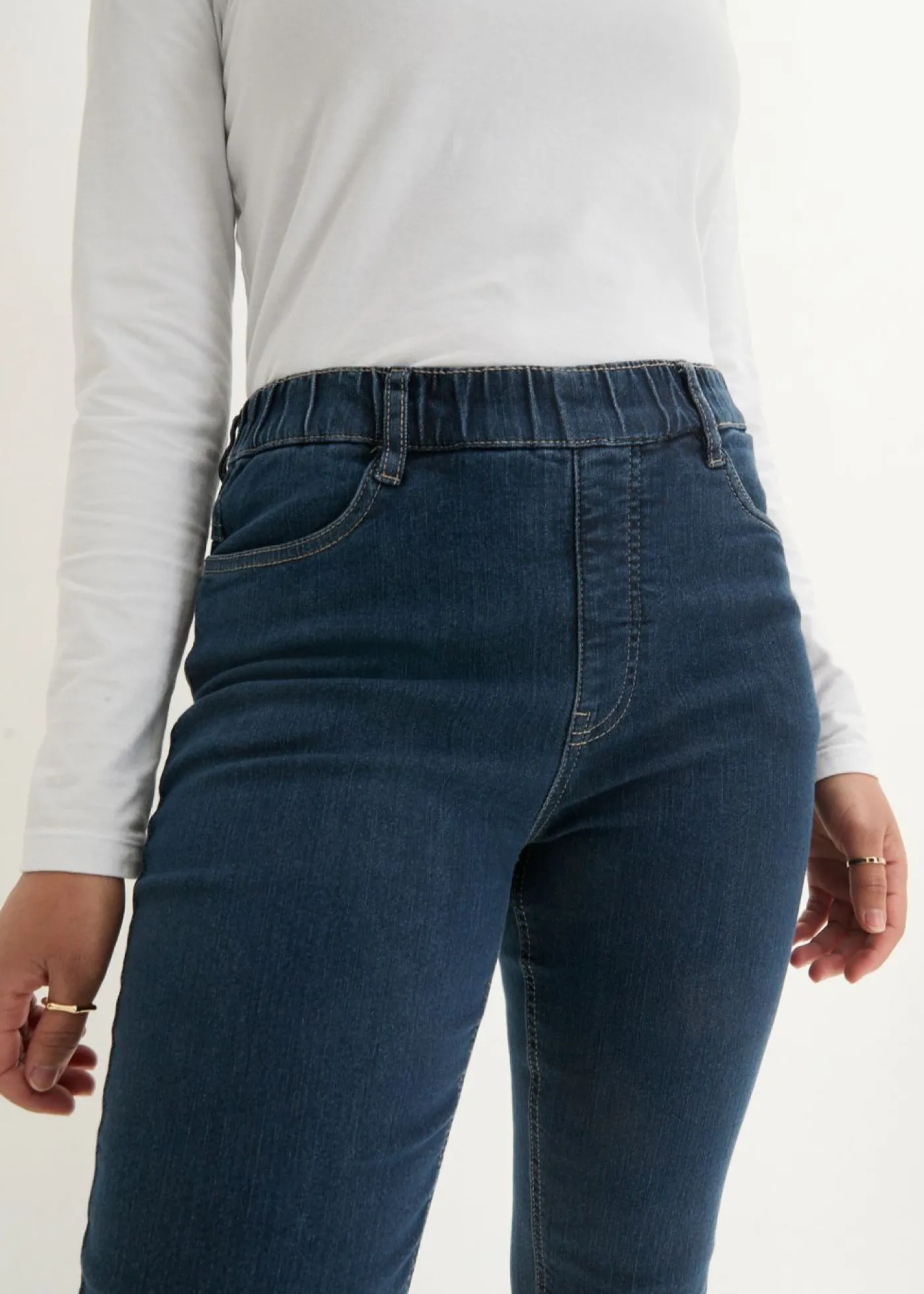 bonprix bonprix Jeggings elásticos con cintura cómoda y ancha denim intenso Sale