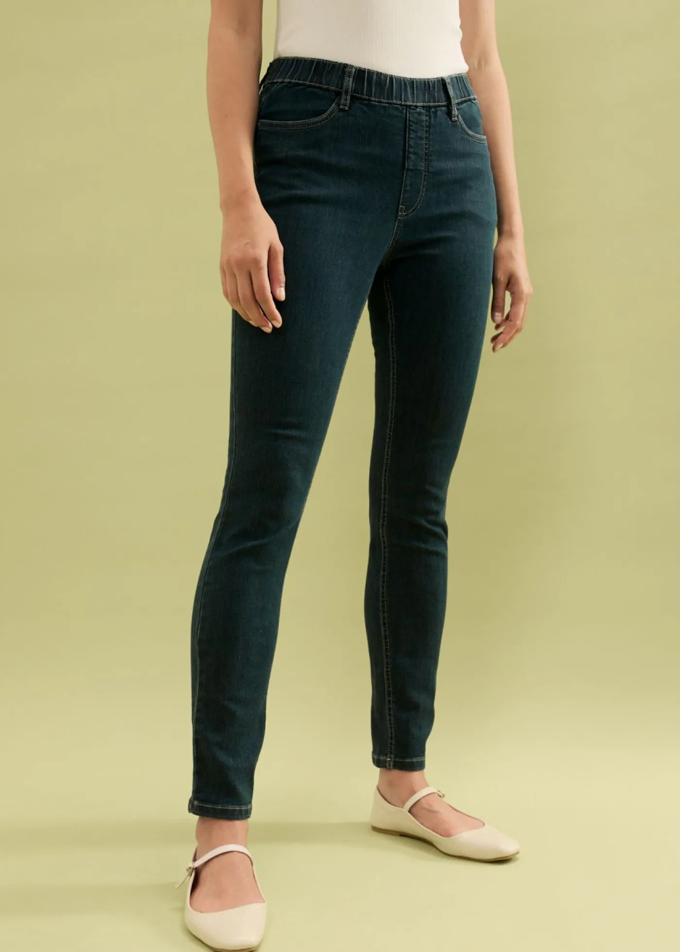 bonprix bonprix Jeggings elásticos con cintura cómoda y ancha denim intenso Sale