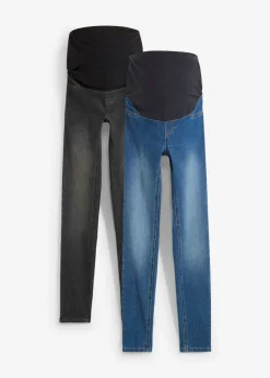 bonprix bonprix Jeggings premamá con algodón (2 unidades), skinny azul piedra + negro denim Online