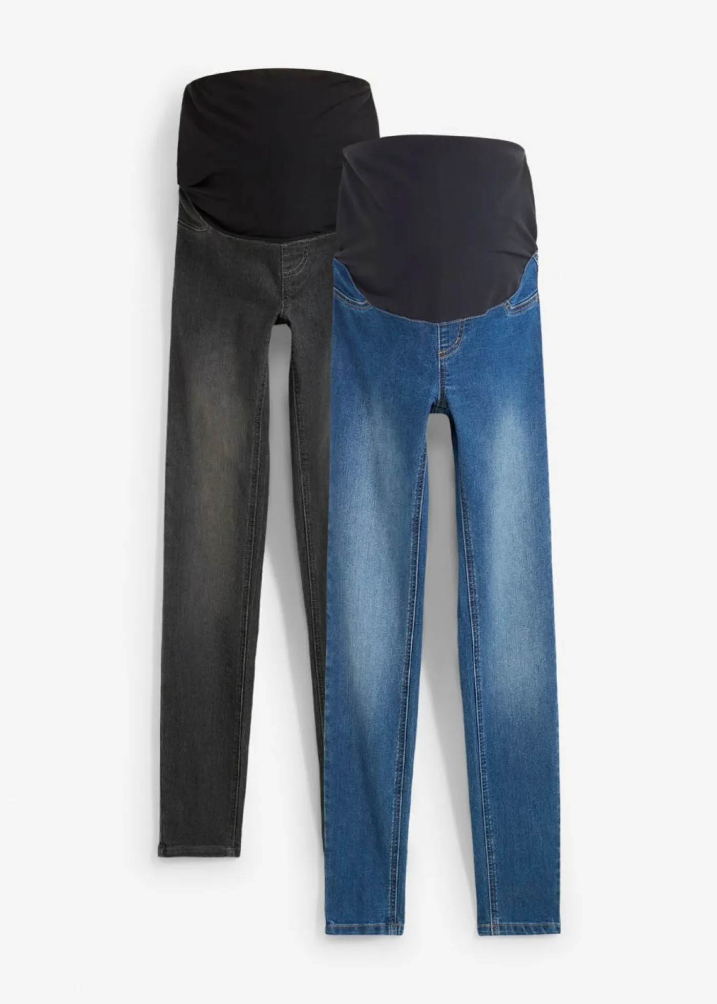 bonprix bonprix Jeggings premamá con algodón (2 unidades), skinny azul piedra + negro denim Online