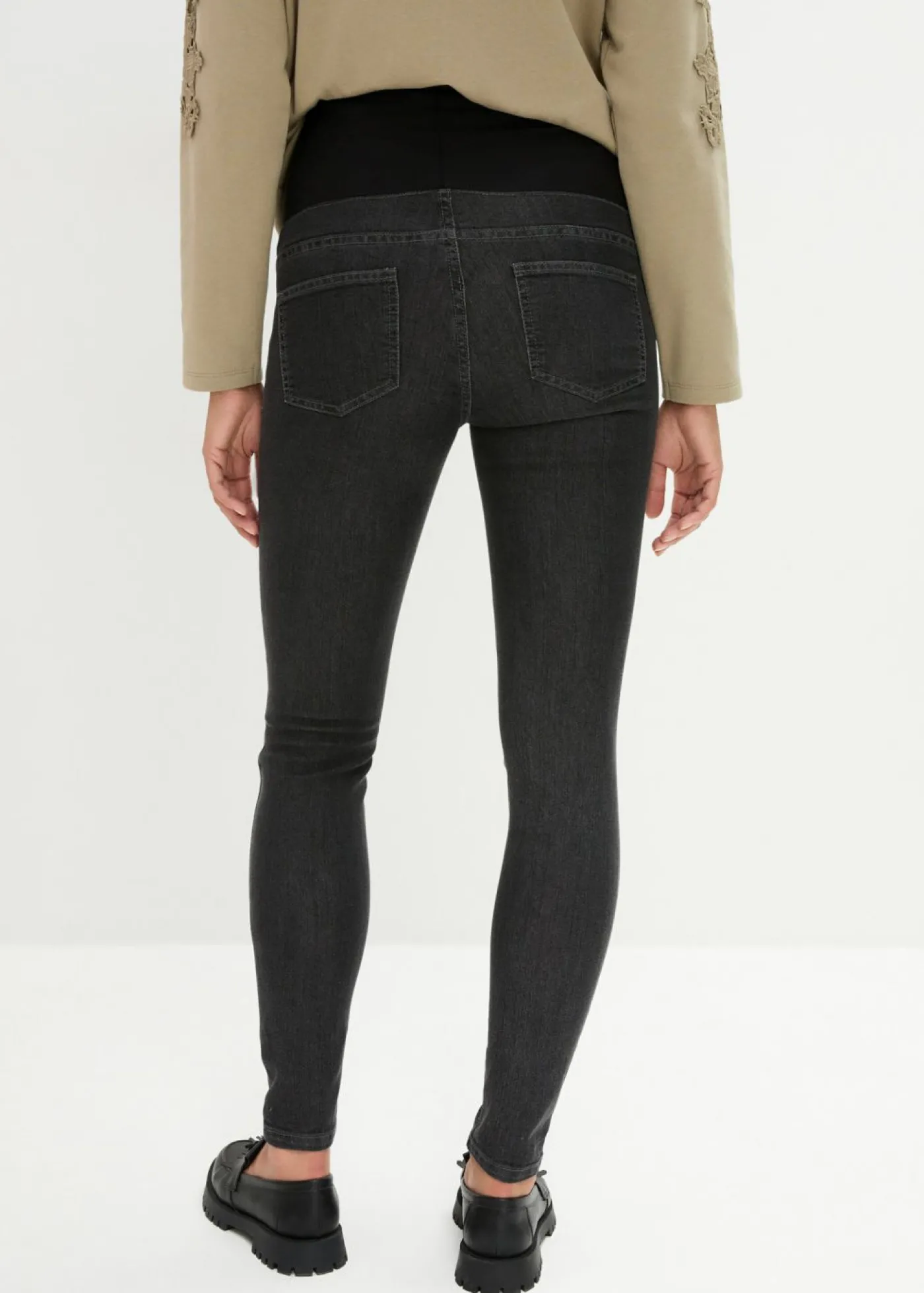 bonprix bonprix Jeggings premamá con algodón (2 unidades), skinny azul piedra + negro denim Online