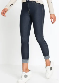 bonprix bonprix Jeggins con bajo vuelto azul lavado a la piedra Clearance