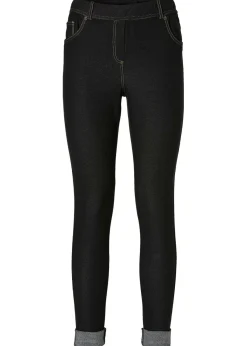 bonprix bonprix Jeggins con bajo vuelto negro lavado a la piedra Online