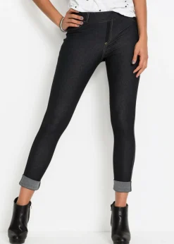 bonprix bonprix Jeggins con bajo vuelto negro lavado a la piedra Online