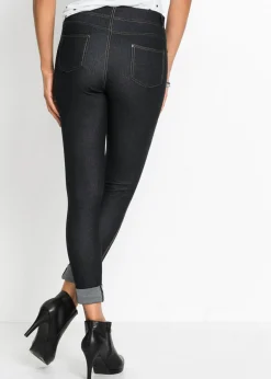 bonprix bonprix Jeggins con bajo vuelto negro lavado a la piedra Online