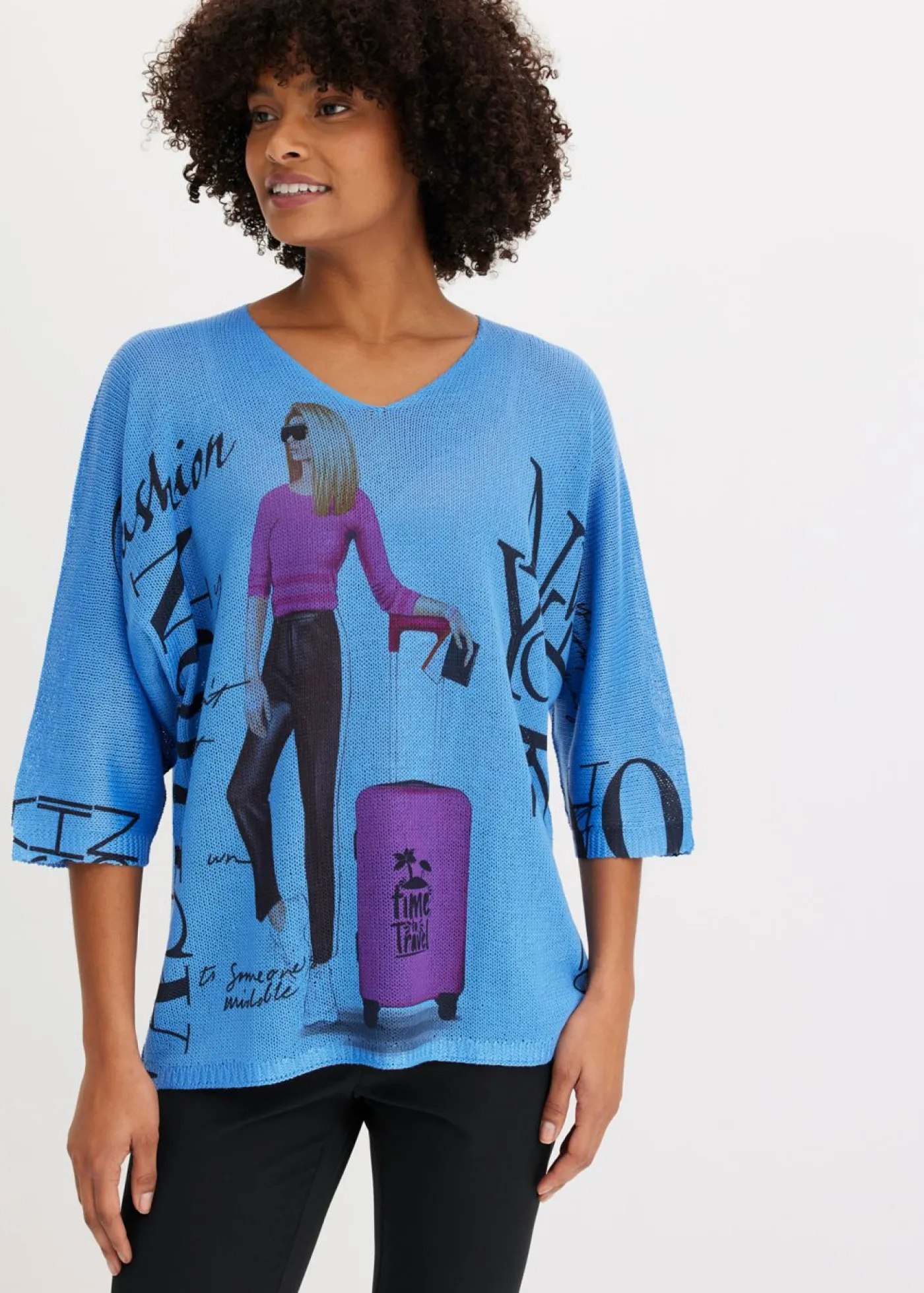 bonprix bonprix Jersey Azul provenzal/negro estampado Sale