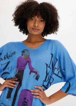 bonprix bonprix Jersey Azul provenzal/negro estampado Sale