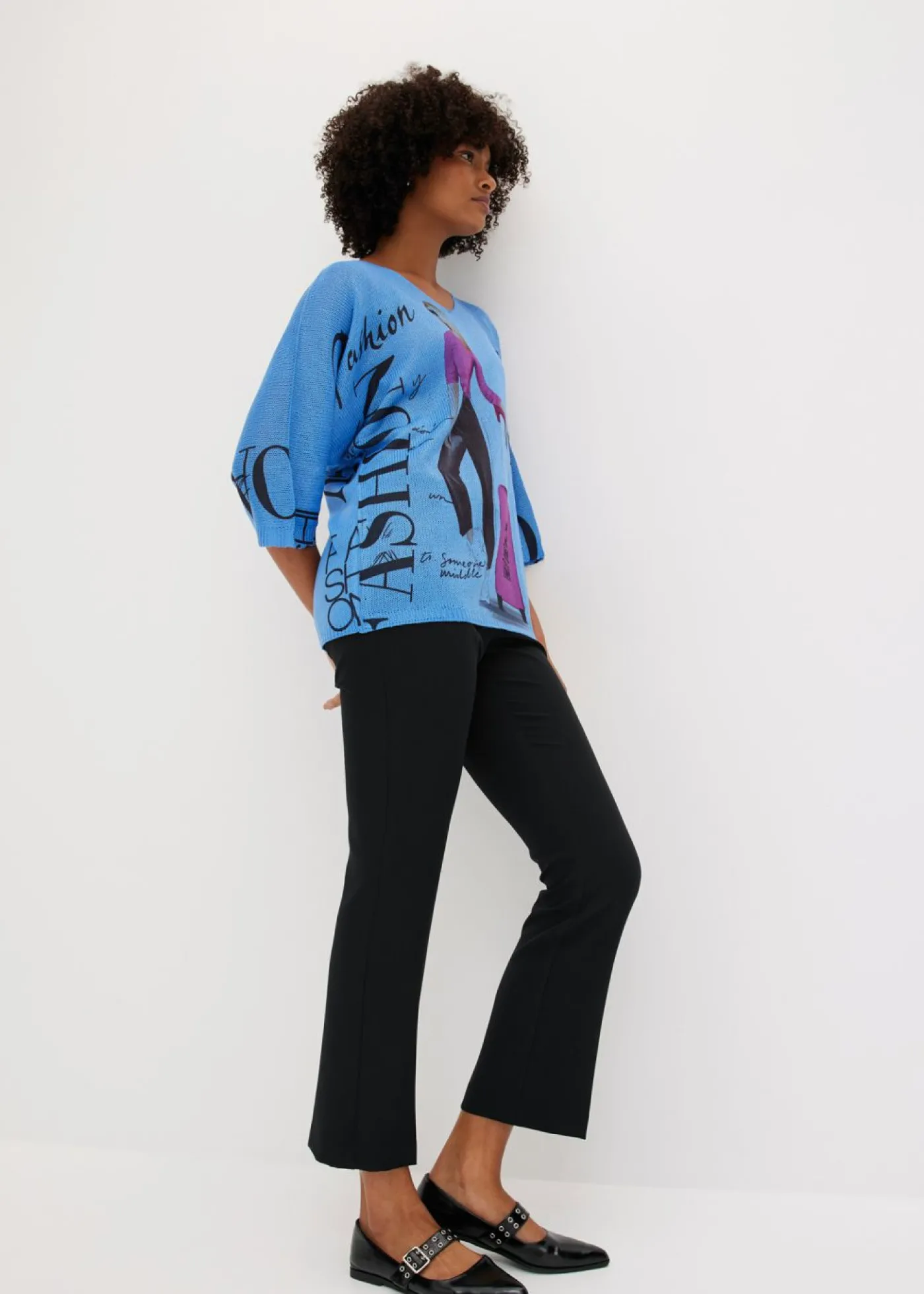 bonprix bonprix Jersey Azul provenzal/negro estampado Sale