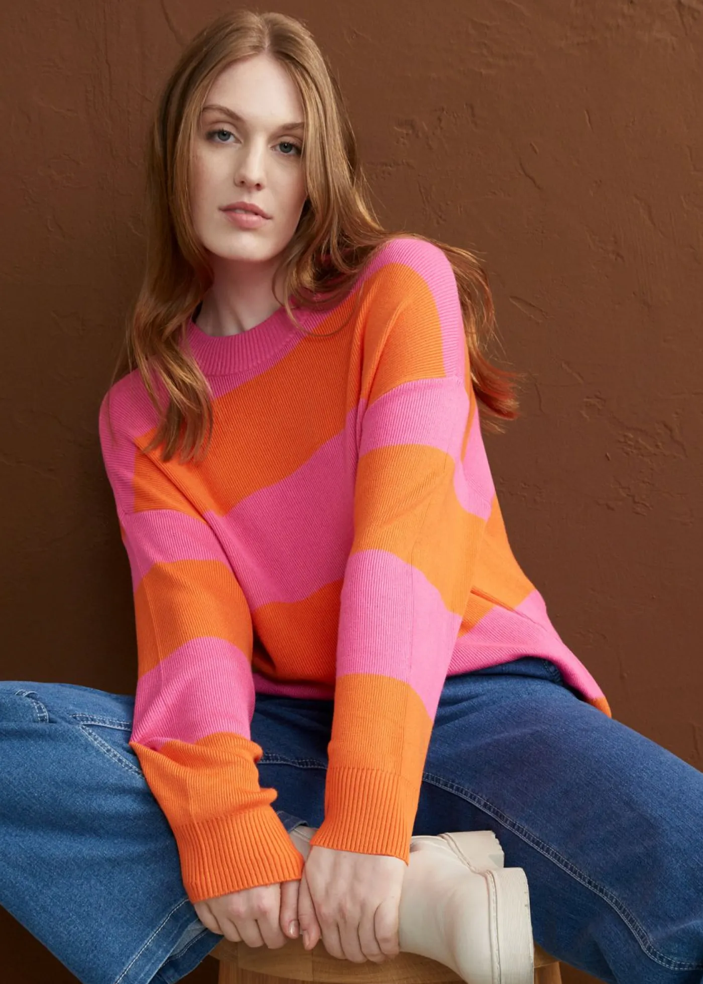 bonprix bonprix Jersey Rosa-naranja con rayas New