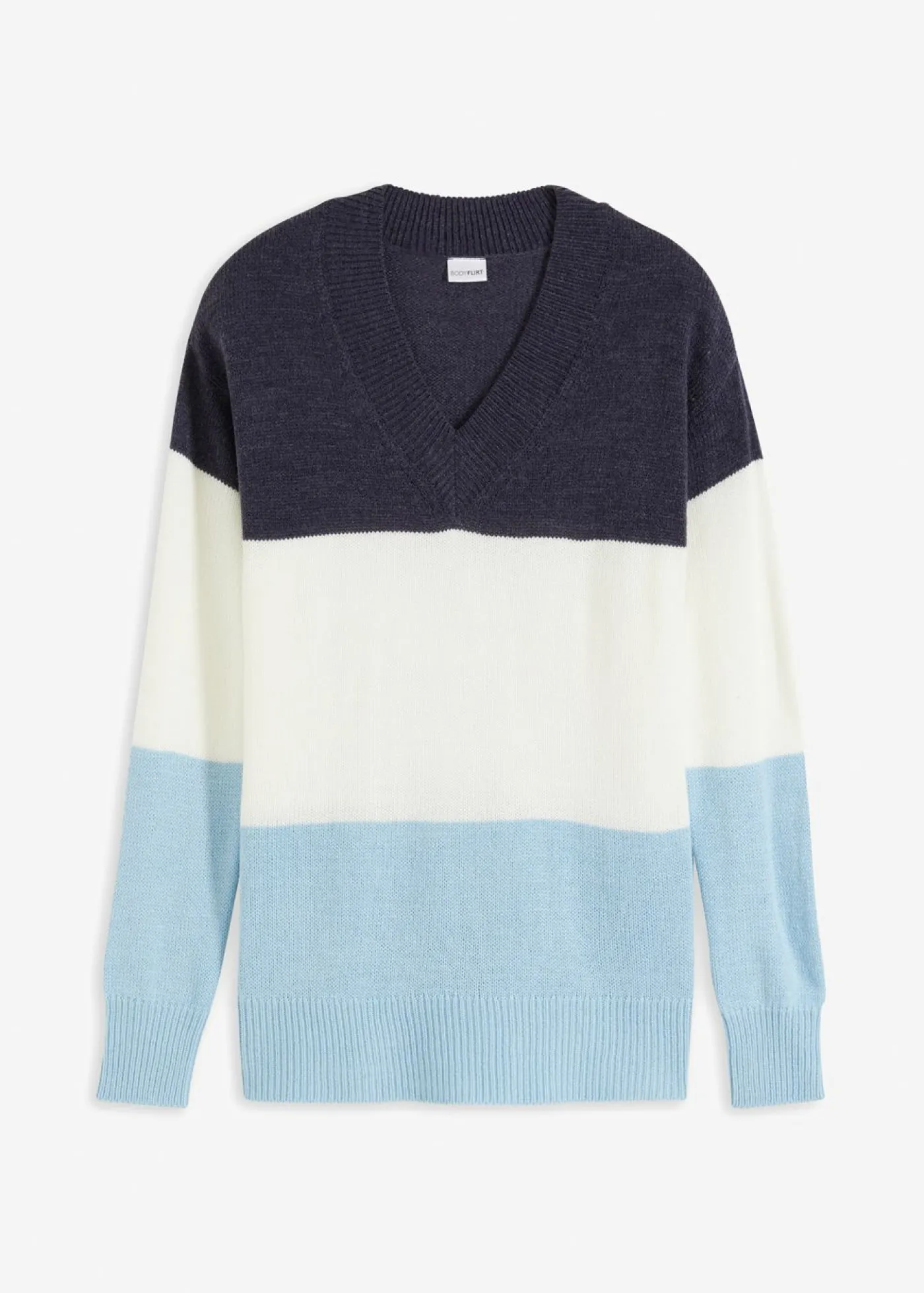 bonprix bonprix Jersey Blanco lana/azul marino/topacio de rayas Discount