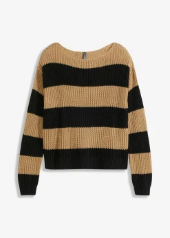 bonprix bonprix Jersey beige nuevo/negro con rayas Clearance