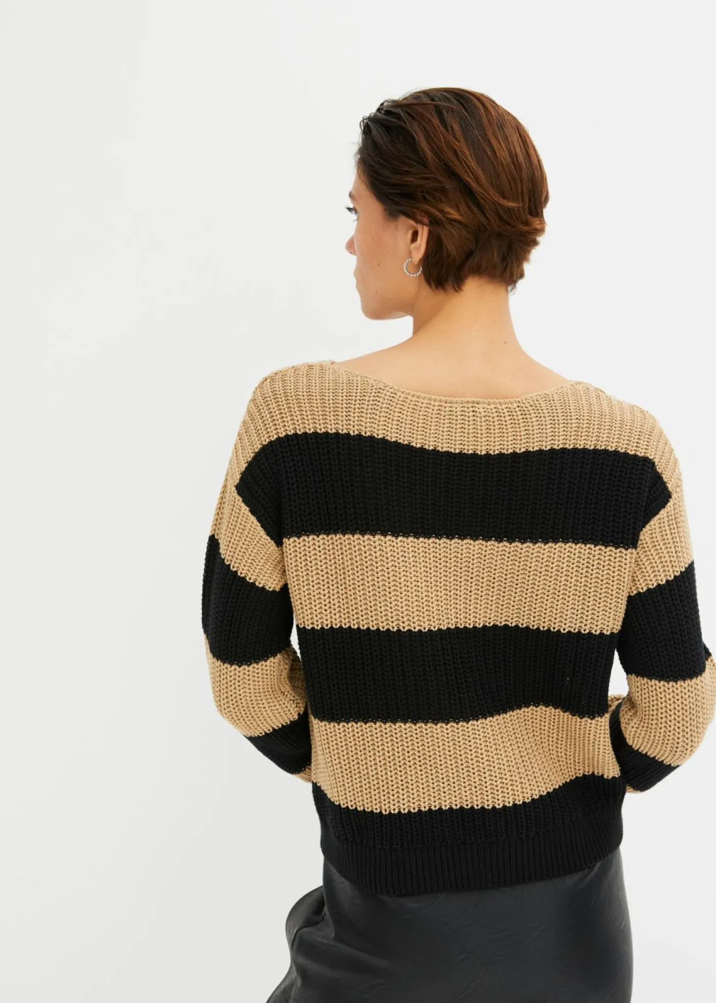 bonprix bonprix Jersey beige nuevo/negro con rayas Clearance