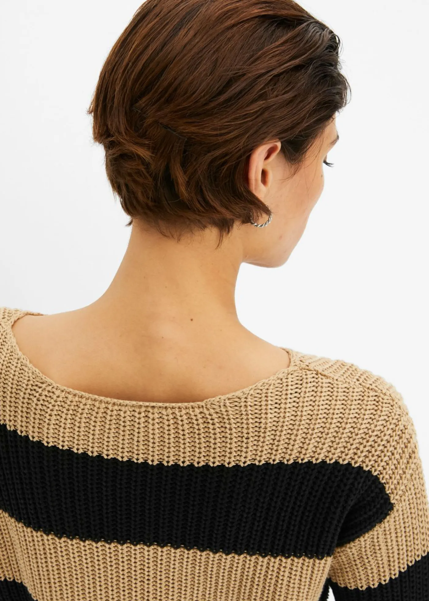 bonprix bonprix Jersey beige nuevo/negro con rayas Clearance
