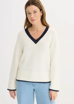bonprix bonprix Jersey blanco perla/azul marino Hot
