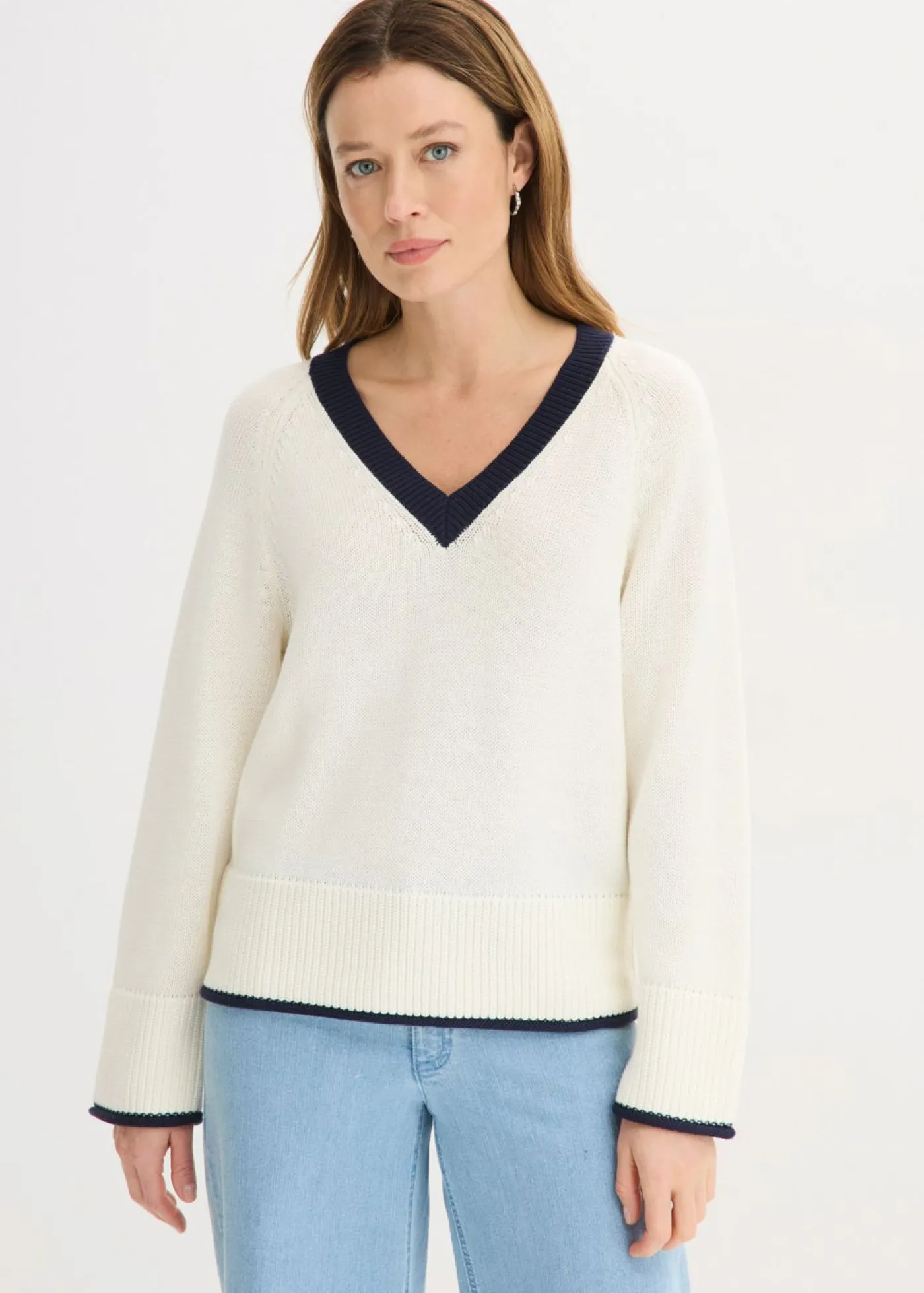 bonprix bonprix Jersey blanco perla/azul marino Hot