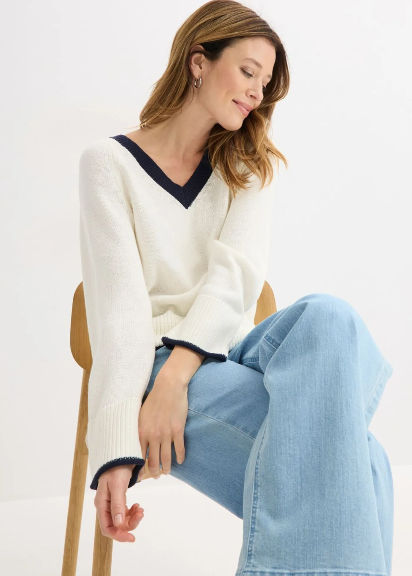 bonprix bonprix Jersey blanco perla/azul marino Hot