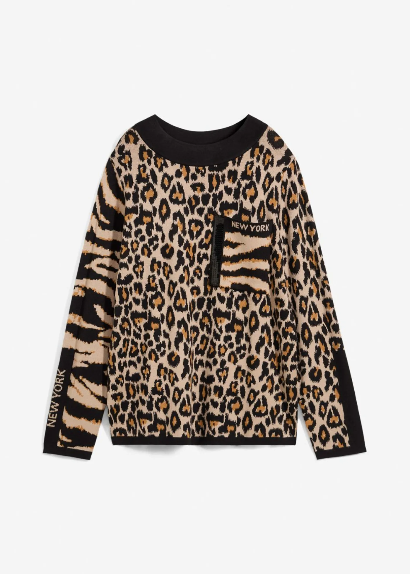 bonprix bonprix Jersey estampado leo beige almendra-marrón-negro Online
