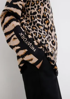 bonprix bonprix Jersey estampado leo beige almendra-marrón-negro Online
