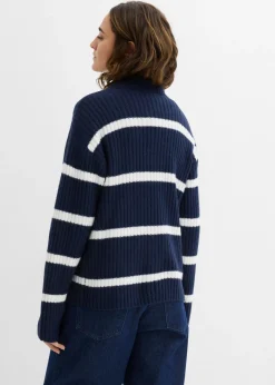 bonprix bonprix Jersey a rayas azul marino-blanco lana rayas horizontales New