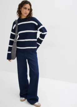 bonprix bonprix Jersey a rayas azul marino-blanco lana rayas horizontales New
