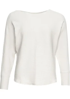 bonprix bonprix Jersey acanalado de gran tamaño Blanco-crema Clearance