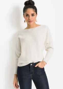 bonprix bonprix Jersey acanalado de gran tamaño Blanco-crema Clearance