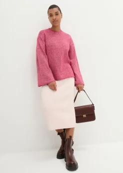 bonprix bonprix Jersey boxy rojo sangría-blanco lana moteado Sale