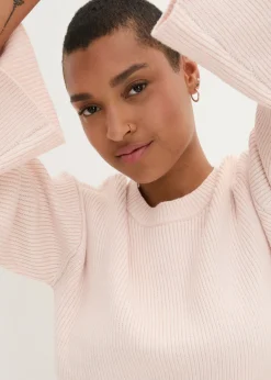 bonprix bonprix Jersey boxy rosa pálido-blanco lana moteado Online