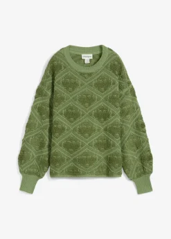 bonprix bonprix Jersey boxy de punto Verde huerta-verde pino estampado Sale