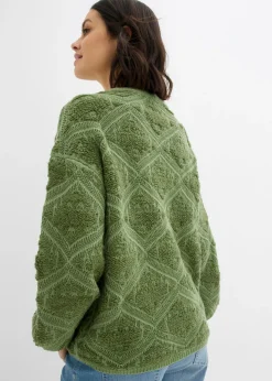 bonprix bonprix Jersey boxy de punto Verde huerta-verde pino estampado Sale