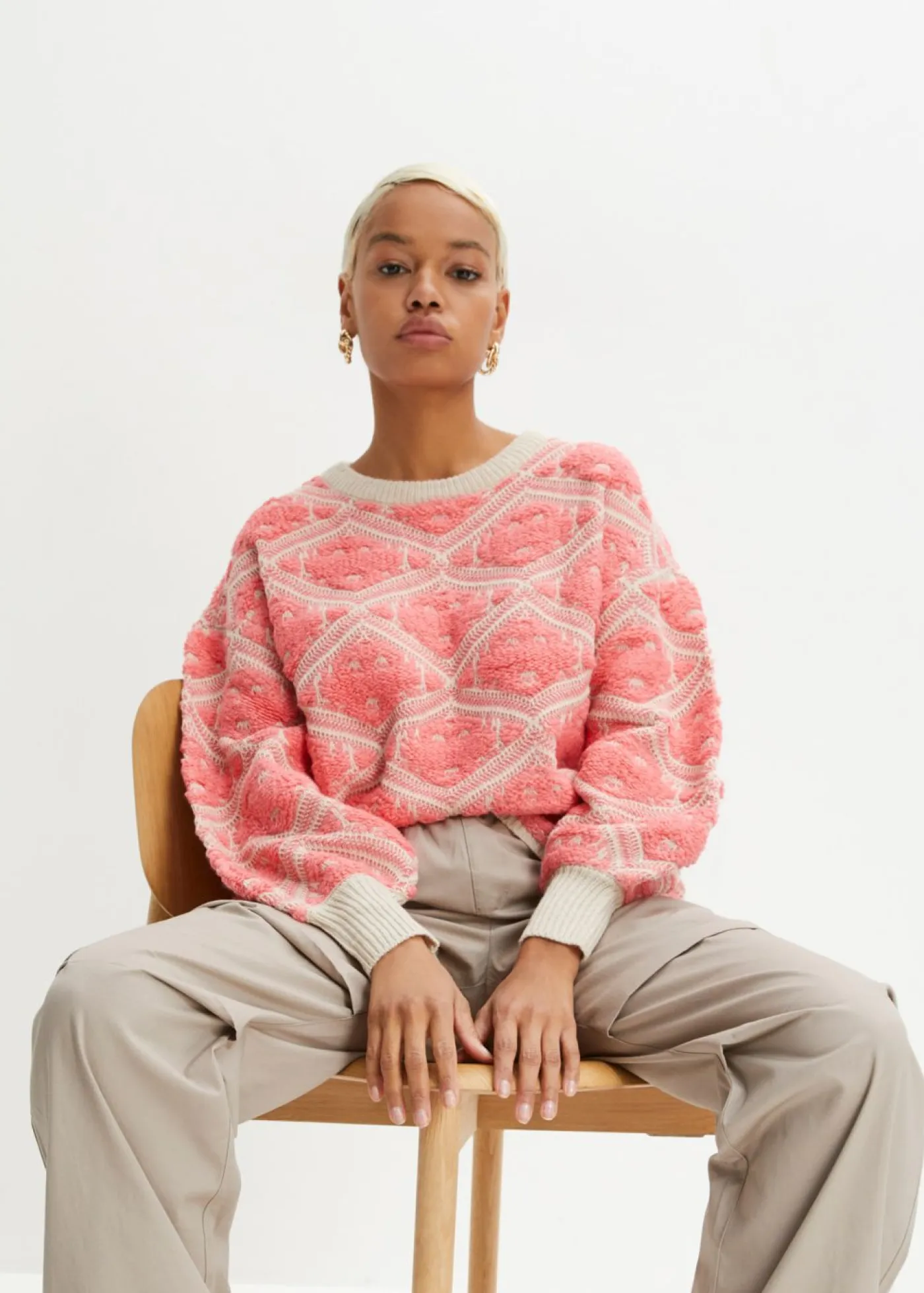 bonprix bonprix Jersey boxy de punto Rosa estampado