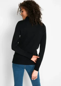 bonprix bonprix Jersey básico de punto fino con cuello alto Negro Best