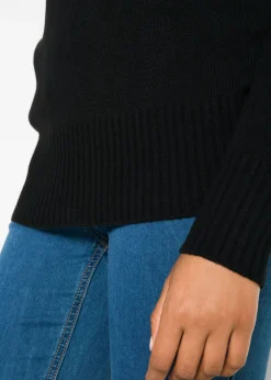 bonprix bonprix Jersey básico de punto fino con cuello alto Negro Best