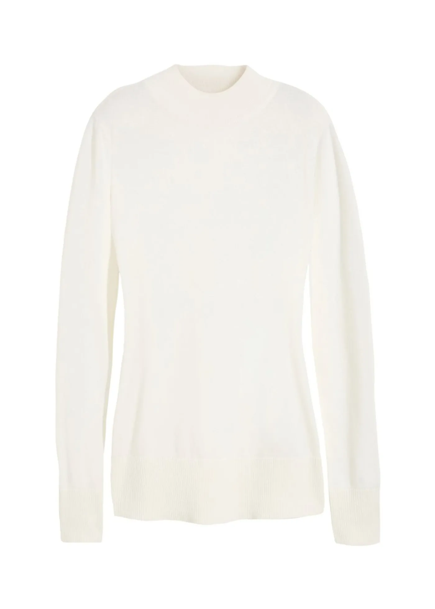 bonprix bonprix Jersey básico de punto fino con cuello alto y algodón reciclado Blanco lana Best