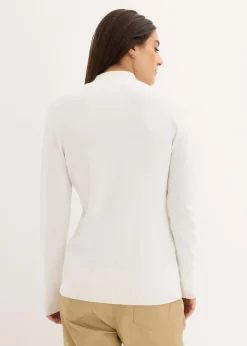 bonprix bonprix Jersey básico de punto fino con cuello alto y algodón reciclado Blanco lana Best