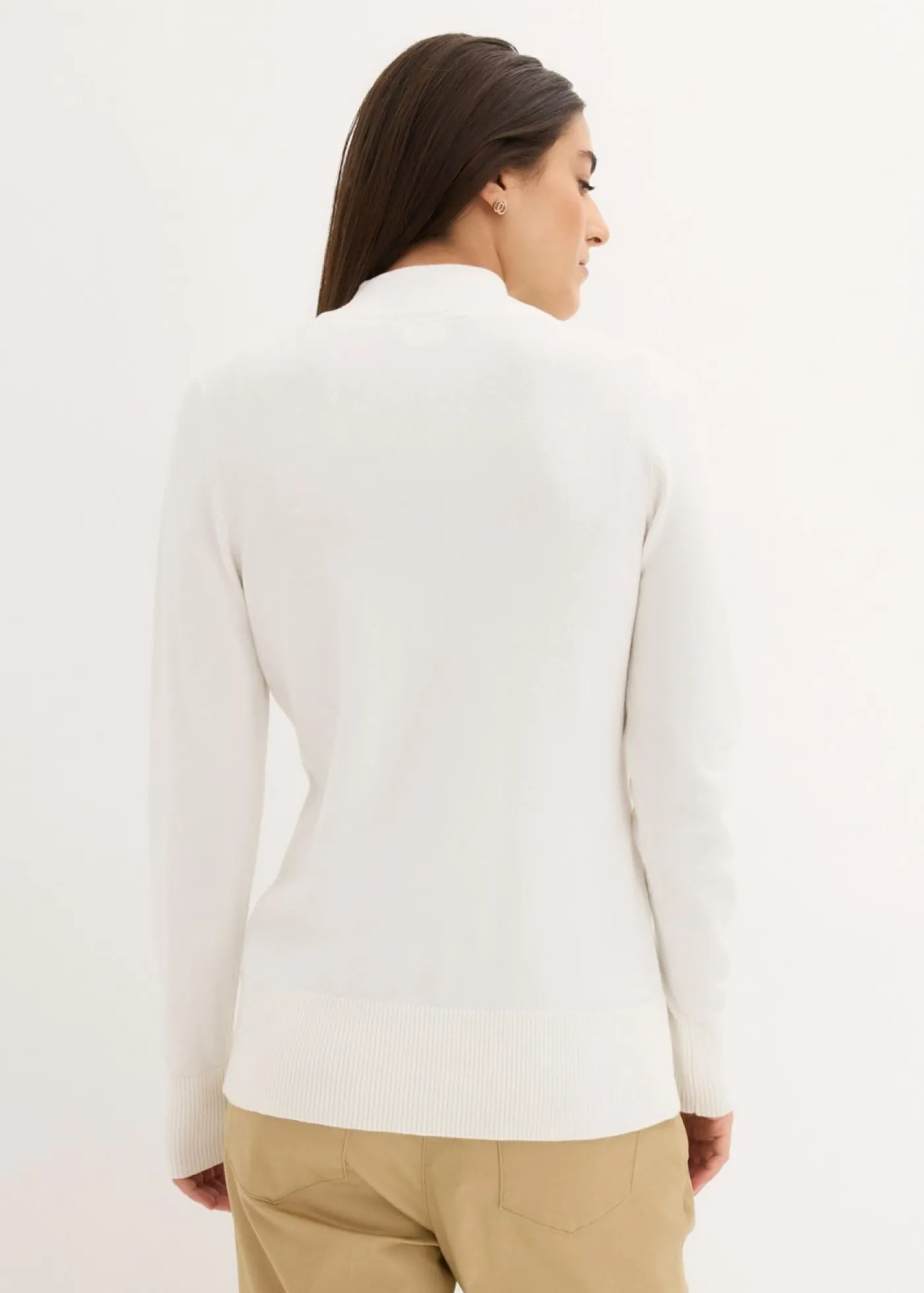 bonprix bonprix Jersey básico de punto fino con cuello alto y algodón reciclado Blanco lana Best