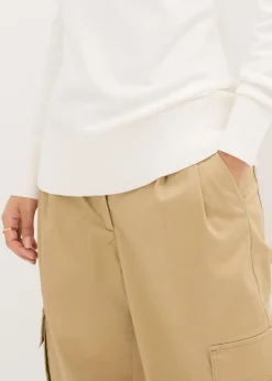 bonprix bonprix Jersey básico de punto fino con cuello alto y algodón reciclado Blanco lana Best