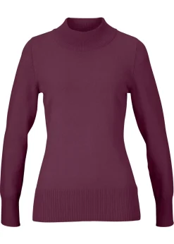 bonprix bonprix Jersey básico de punto fino con cuello alto y algodón reciclado morado intenso