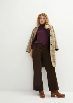 bonprix bonprix Jersey básico de punto fino con cuello alto y algodón reciclado morado intenso