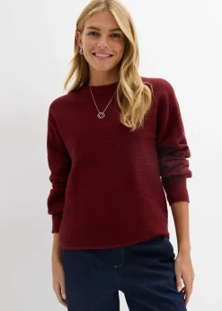 bonprix bonprix Jersey con algodón Rojo rubí Sale