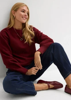 bonprix bonprix Jersey con algodón Rojo rubí Sale